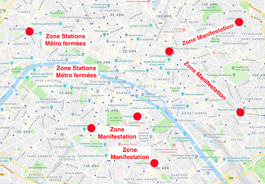 Résultat de recherche d'images pour "plan des zones de manifestations 1er mai 2019"